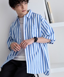 MONO-MART | ワイドリラックスレギュラーカラーS/Sシャツ(シャツ/ブラウス)