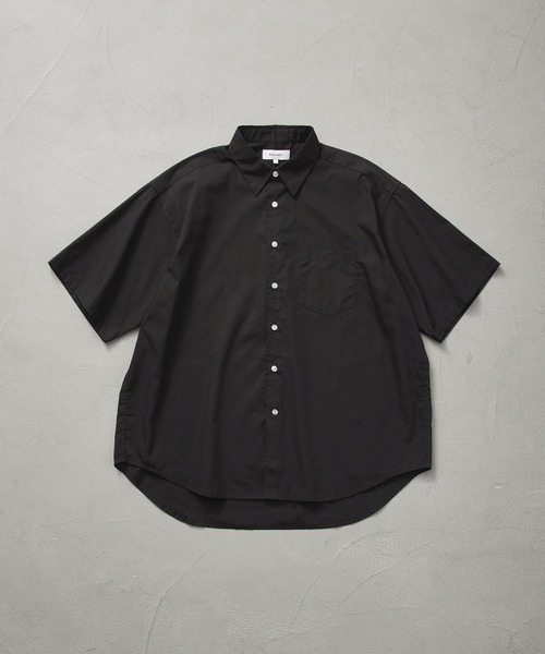 美品『MHL. エムエイチエル』レギュラーカラーシャツ ワイドシルエット 炭黒 WASHED COTTON POPLIN | MHL.（エムエイチエル） ｜【公式】通販