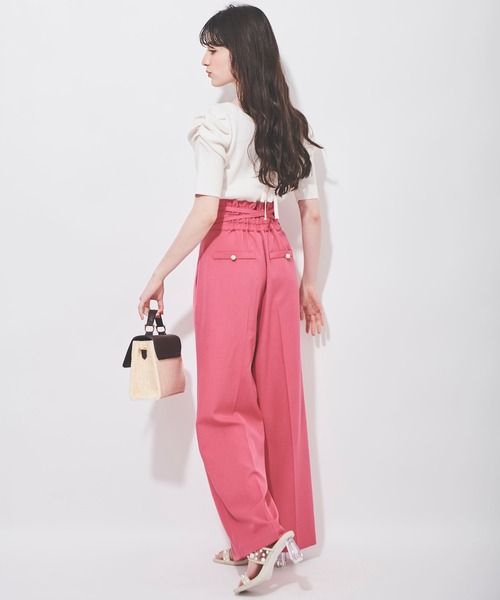 31 Sons de mode（トランテアン　ソン　ドゥ　モード）の「クロスベルトワイドパンツ（その他パンツ・レディース・ブラック/ピンク/ライトグリーン・36/38）」の3枚目の写真