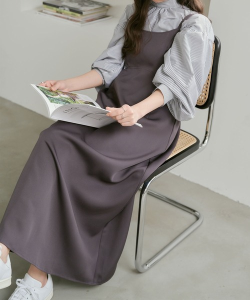 KOBE LETTUCE(コウベレタス)の「カットアウトキャミワンピース(ワンピース・レディース・ブルー系/ブラック/ベージュ/チャコールグレー・FREE)」の8枚目の写真