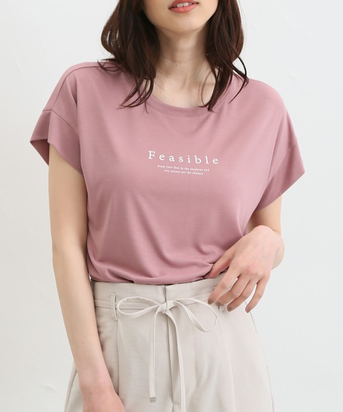 Honeys(ハニーズ)の「汗シミ軽減ロゴTシャツ(Tシャツ/カットソー・レディース・オフホワイト/ピンク/ブラック/グレイッシュベージュ/ミント・S/M/L/LL)」の5枚目の写真