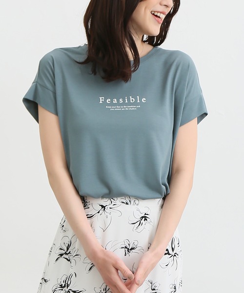 Honeys(ハニーズ)の「汗シミ軽減ロゴTシャツ(Tシャツ/カットソー・レディース・オフホワイト/ピンク/ブラック/グレイッシュベージュ/ミント・S/M/L/LL)」の4枚目の写真