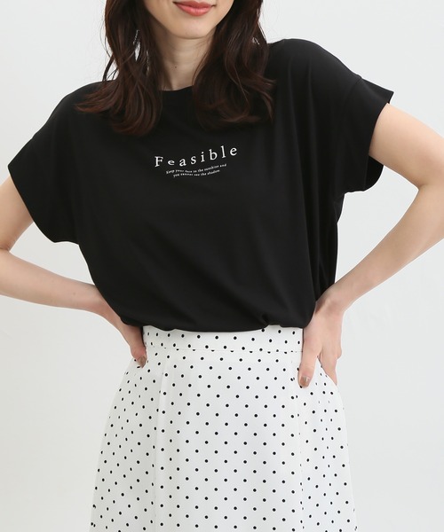 Honeys(ハニーズ)の「汗シミ軽減ロゴTシャツ(Tシャツ/カットソー・レディース・オフホワイト/ピンク/ブラック/グレイッシュベージュ/ミント・S/M/L/LL)」の3枚目の写真