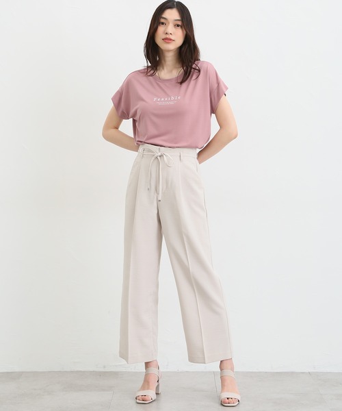 Honeys(ハニーズ)の「汗シミ軽減ロゴTシャツ(Tシャツ/カットソー・レディース・オフホワイト/ピンク/ブラック/グレイッシュベージュ/ミント・S/M/L/LL)」の21枚目の写真