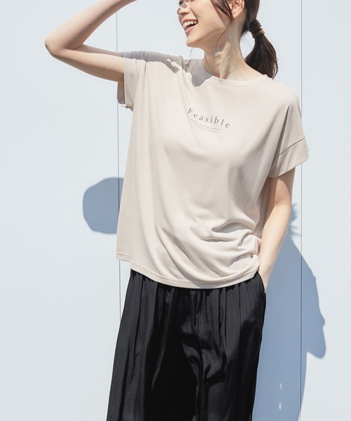 Honeys(ハニーズ)の「汗シミ軽減ロゴTシャツ(Tシャツ/カットソー・レディース・オフホワイト/ピンク/ブラック/グレイッシュベージュ/ミント・S/M/L/LL)」の8枚目の写真