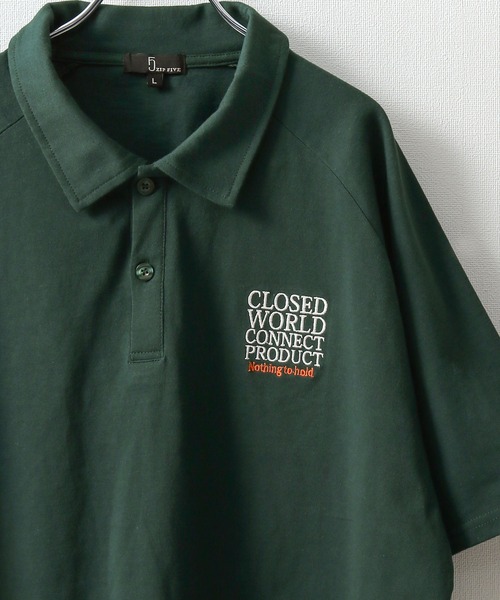 ZIP FIVE（ジップファイブ）の「【ZIP FIVE】オーバーサイズラグラン半袖ポロTシャツ/胸ロゴ刺繍/ラグラン袖（ポロシャツ・メンズ・ブラック/ホワイト×ブラック/ホワイト×グリーン/チャコールグレー×ブラック/グリーン/ホワイト・X-LARGE/MEDIUM/LARGE）」の6枚目の写真