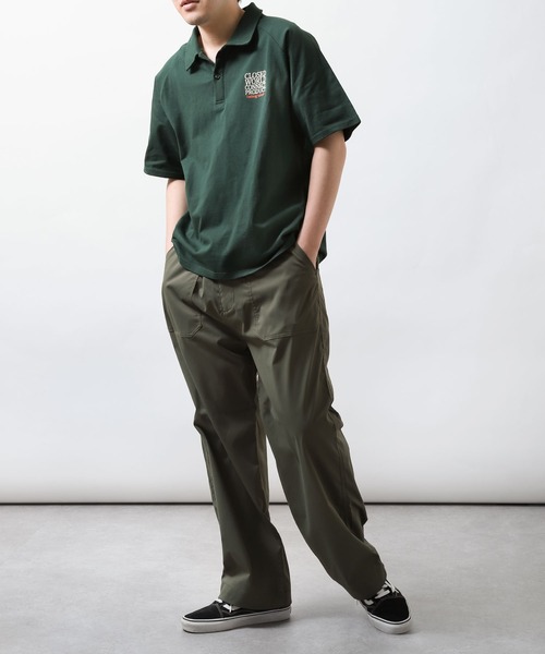 ZIP FIVE（ジップファイブ）の「【ZIP FIVE】オーバーサイズラグラン半袖ポロTシャツ/胸ロゴ刺繍/ラグラン袖（ポロシャツ・メンズ・ブラック/ホワイト×ブラック/ホワイト×グリーン/チャコールグレー×ブラック/グリーン/ホワイト・X-LARGE/MEDIUM/LARGE）」の16枚目の写真