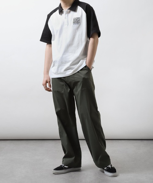 ZIP FIVE（ジップファイブ）の「【ZIP FIVE】オーバーサイズラグラン半袖ポロTシャツ/胸ロゴ刺繍/ラグラン袖（ポロシャツ・メンズ・ブラック/ホワイト×ブラック/ホワイト×グリーン/チャコールグレー×ブラック/グリーン/ホワイト・X-LARGE/MEDIUM/LARGE）」の17枚目の写真