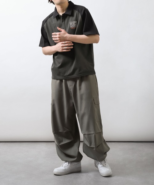 ZIP FIVE（ジップファイブ）の「【ZIP FIVE】オーバーサイズラグラン半袖ポロTシャツ/胸ロゴ刺繍/ラグラン袖（ポロシャツ・メンズ・ブラック/ホワイト×ブラック/ホワイト×グリーン/チャコールグレー×ブラック/グリーン/ホワイト・X-LARGE/MEDIUM/LARGE）」の18枚目の写真