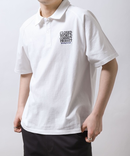 ZIP FIVE（ジップファイブ）の「【ZIP FIVE】オーバーサイズラグラン半袖ポロTシャツ/胸ロゴ刺繍/ラグラン袖（ポロシャツ・メンズ・ブラック/ホワイト×ブラック/ホワイト×グリーン/チャコールグレー×ブラック/グリーン/ホワイト・X-LARGE/MEDIUM/LARGE）」の9枚目の写真