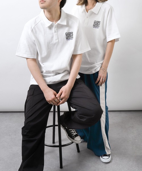 ZIP FIVE（ジップファイブ）の「【ZIP FIVE】オーバーサイズラグラン半袖ポロTシャツ/胸ロゴ刺繍/ラグラン袖（ポロシャツ・メンズ・ブラック/ホワイト×ブラック/ホワイト×グリーン/チャコールグレー×ブラック/グリーン/ホワイト・X-LARGE/MEDIUM/LARGE）」の11枚目の写真