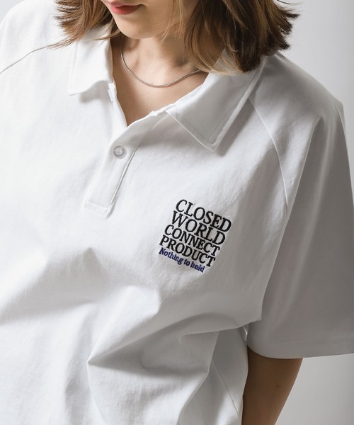 ZIP FIVE（ジップファイブ）の「【ZIP FIVE】オーバーサイズラグラン半袖ポロTシャツ/胸ロゴ刺繍/ラグラン袖（ポロシャツ・メンズ・ブラック/ホワイト×ブラック/ホワイト×グリーン/チャコールグレー×ブラック/グリーン/ホワイト・X-LARGE/MEDIUM/LARGE）」の13枚目の写真