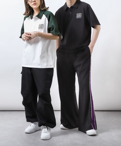 ZIP FIVE（ジップファイブ）の「【ZIP FIVE】オーバーサイズラグラン半袖ポロTシャツ/胸ロゴ刺繍/ラグラン袖（ポロシャツ・メンズ・ブラック/ホワイト×ブラック/ホワイト×グリーン/チャコールグレー×ブラック/グリーン/ホワイト・X-LARGE/MEDIUM/LARGE）」の19枚目の写真