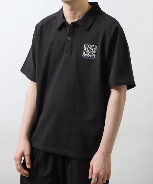 ZIP FIVE（ジップファイブ）の「【ZIP FIVE】オーバーサイズラグラン半袖ポロTシャツ/胸ロゴ刺繍/ラグラン袖（ポロシャツ・メンズ・ブラック/ホワイト×ブラック/ホワイト×グリーン/チャコールグレー×ブラック/グリーン/ホワイト・X-LARGE/MEDIUM/LARGE）」の20枚目の写真