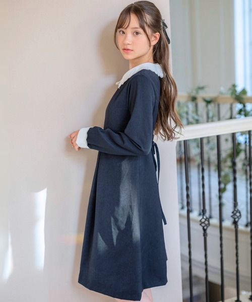 セール】スカラップ白襟ワンピース（ワンピース）｜Catherine