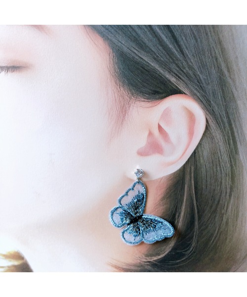 tone(トーン)の「【fuwari】ジルコニア 蝶々 ピアス(MA)(ピアス(両耳用)・レディース・ブルー/ピンク/グリーン/ゴールド・FREE)」の10枚目の写真