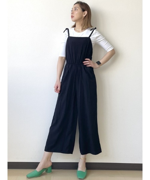 GAP(ギャップ)の「ワイド キャミソール ジャンプスーツ(サロペット/オーバーオール・レディース・ブラック/カーキ・S/XS/L/M/XXS)」の18枚目の写真