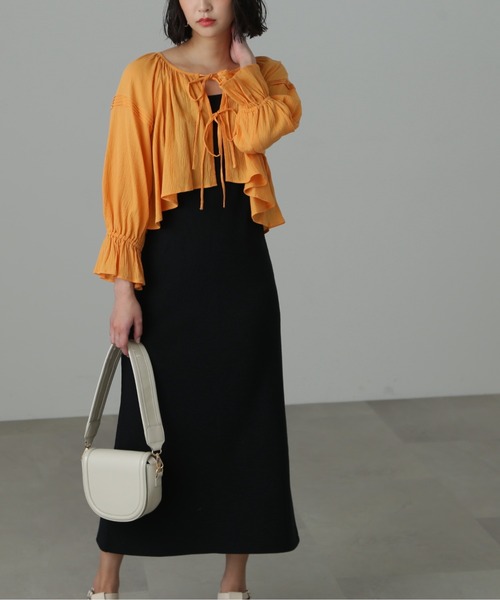 FREE'S MART（フリーズマート）の「◆カップ付リブカットソーナローキャミワンピース（ワンピース・レディース・ベージュ/ブラック・MEDIUM/SMALL）」の8枚目の写真