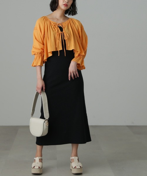 FREE'S MART（フリーズマート）の「◆カップ付リブカットソーナローキャミワンピース（ワンピース・レディース・ベージュ/ブラック・MEDIUM/SMALL）」の9枚目の写真