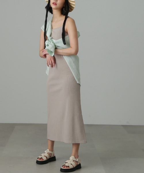 FREE'S MART（フリーズマート）の「◆カップ付リブカットソーナローキャミワンピース（ワンピース・レディース・ベージュ/ブラック・MEDIUM/SMALL）」の4枚目の写真