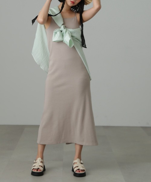 FREE'S MART（フリーズマート）の「◆カップ付リブカットソーナローキャミワンピース（ワンピース・レディース・ベージュ/ブラック・MEDIUM/SMALL）」の5枚目の写真