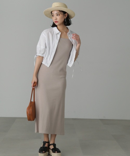 FREE'S MART（フリーズマート）の「◆カップ付リブカットソーナローキャミワンピース（ワンピース・レディース・ベージュ/ブラック・MEDIUM/SMALL）」の16枚目の写真