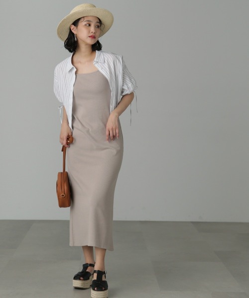 FREE'S MART（フリーズマート）の「◆カップ付リブカットソーナローキャミワンピース（ワンピース・レディース・ベージュ/ブラック・MEDIUM/SMALL）」の18枚目の写真