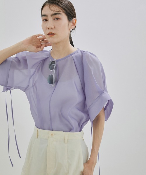 サロン アダムエロペ シャツ シアーストリングカフスパフスリーブブラウス SALON adam et rope'（サロン アダム エ ロペ）の「シアー