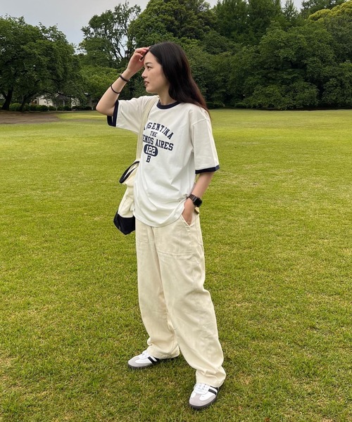 BROKEN BASE(ブロークンベース)の「ロゴプリントリンガーT(Tシャツ/カットソー・メンズ・オフホワイト/杢グレー・MEDIUM/LARGE)」の4枚目の写真