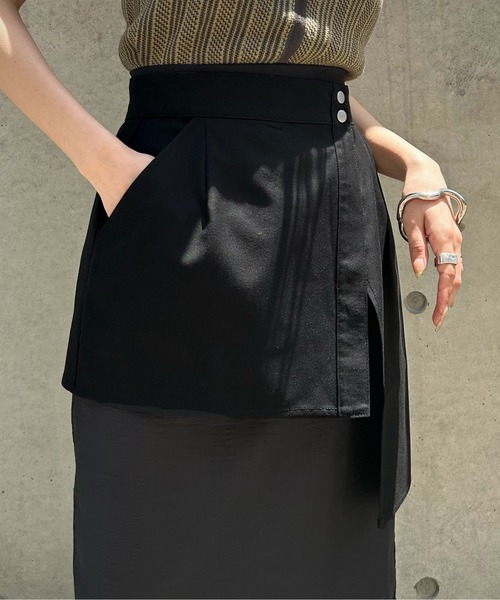 &g'aime(アンジェム)の「【&g’aime】レイヤードミニスカート(スカート・レディース・グレイッシュベージュ/ブラック・FREE)」の3枚目の写真