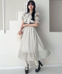 【TITTY&CO.】ダマスク柄ウエストリブワンピース