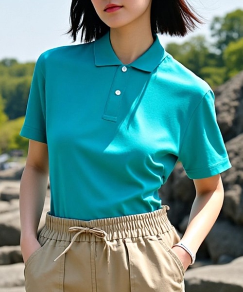 United Athle（ユナイテッドアスレ）の「【United Athle】seed stitch polo-shirt / シードステッチ 鹿の子 ポロシャツ UVカット ゴルフ ウォーキング 2020（ポロシャツ・メンズ・アイボリー/チャコールグレー/レッド/グリーン/ホワイト/イエロー/オリーブ/サンドベージュ/ブラック/ネイビー/ベビーピンク/ライトグレー/インディゴブルー/ダークグレー/コバルトブルー/バーガンディー/ライトブルー/ターコイズブルー・L/M/XL/S）」の12枚目の写真