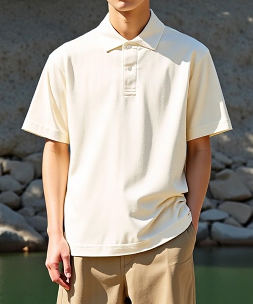 United Athle（ユナイテッドアスレ）の「【United Athle】seed stitch polo-shirt / シードステッチ 鹿の子 ポロシャツ UVカット ゴルフ ウォーキング 2020（ポロシャツ・メンズ・アイボリー/チャコールグレー/レッド/グリーン/ホワイト/イエロー/オリーブ/サンドベージュ/ブラック/ネイビー/ベビーピンク/ライトグレー/インディゴブルー/ダークグレー/コバルトブルー/バーガンディー/ライトブルー/ターコイズブルー・L/M/XL/S）」の3枚目の写真