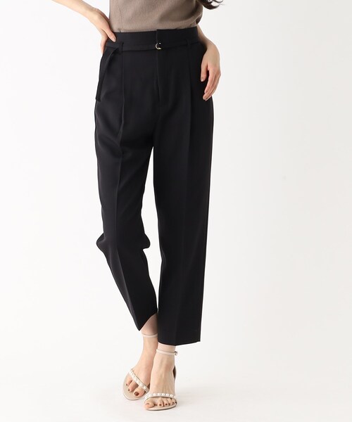 index（インデックス）の「◆リネンタッチ センタープレステーパードパンツ【イージーケア/洗濯機洗い可】（その他パンツ・レディース・ブラウン系/ライトグレー/ライトブルー/ブラック・34/36/38/40/42）」の2枚目の写真