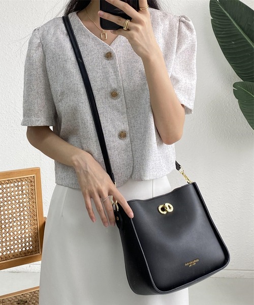 LA VORAGINE(ラ ヴォラジネ)の「2wayスクエアショルダーバッグ メッセンジャーバッグ ハンドバッグ(メッセンジャーバッグ・レディース・ブラック/アイボリー/ブラウン・FREE)」の20枚目の写真