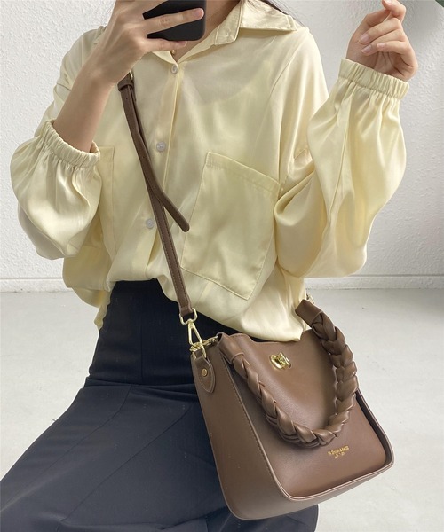 LA VORAGINE(ラ ヴォラジネ)の「2wayスクエアショルダーバッグ メッセンジャーバッグ ハンドバッグ(メッセンジャーバッグ・レディース・ブラック/アイボリー/ブラウン・FREE)」の7枚目の写真