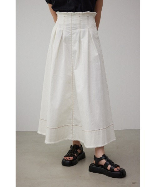 AZUL by moussy(アズールバイマウジー)の「ジップアップデニムフレアスカート(デニムスカート・レディース・オフホワイト/ワンウォッシュ・SMALL/MEDIUM)」の3枚目の写真