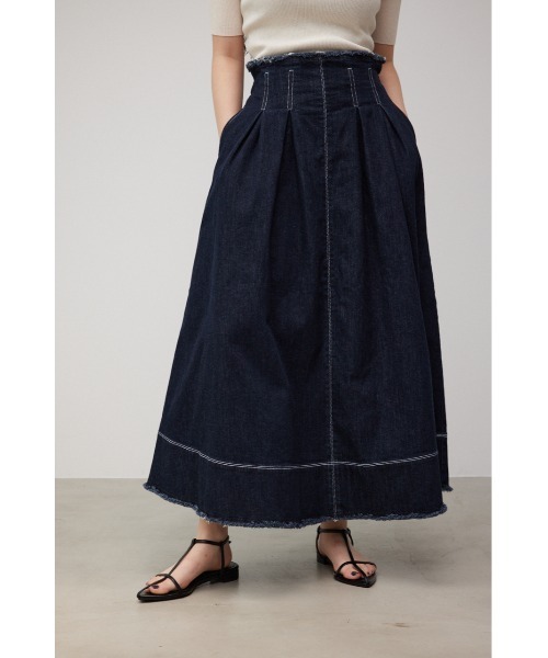 AZUL by moussy(アズールバイマウジー)の「ジップアップデニムフレアスカート(デニムスカート・レディース・オフホワイト/ワンウォッシュ・SMALL/MEDIUM)」の12枚目の写真