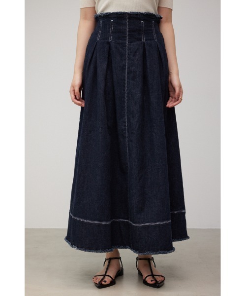 AZUL by moussy(アズールバイマウジー)の「ジップアップデニムフレアスカート(デニムスカート・レディース・オフホワイト/ワンウォッシュ・SMALL/MEDIUM)」の15枚目の写真