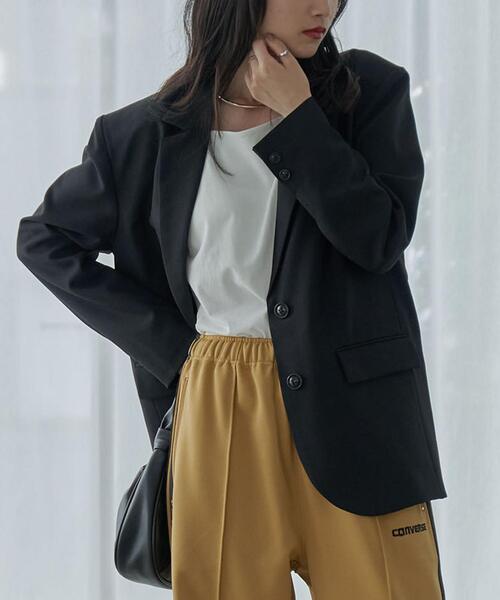 coen（コーエン）の「ボクシーオーバージャケット（テーラードジャケット・レディース・ブラック/モカ・M/L）」の3枚目の写真