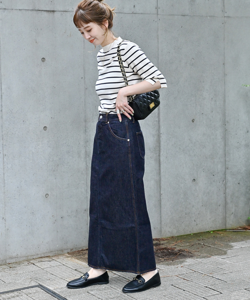 B.C STOCK(ベーセーストック)の「Iライン5ポケット JEAN スカート(デニムスカート・レディース・ネイビー/ブルー・SMALL/MEDIUM)」の7枚目の写真