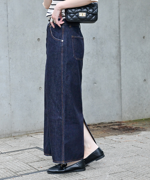 B.C STOCK(ベーセーストック)の「Iライン5ポケット JEAN スカート(デニムスカート・レディース・ネイビー/ブルー・SMALL/MEDIUM)」の11枚目の写真