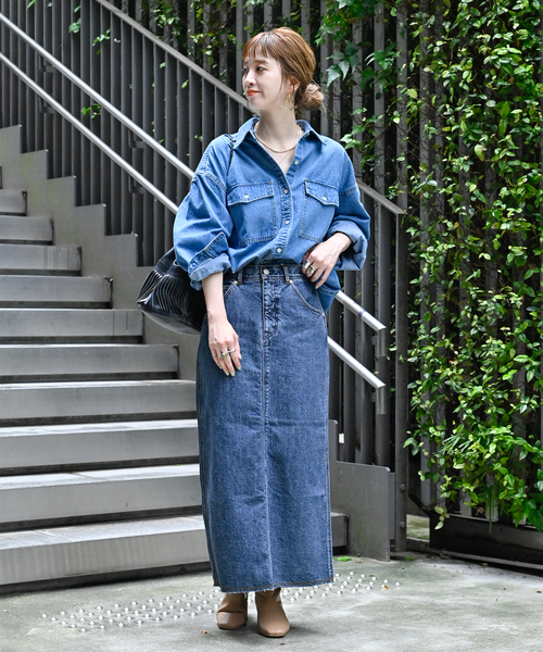 B.C STOCK(ベーセーストック)の「Iライン5ポケット JEAN スカート(デニムスカート・レディース・ネイビー/ブルー・SMALL/MEDIUM)」の15枚目の写真