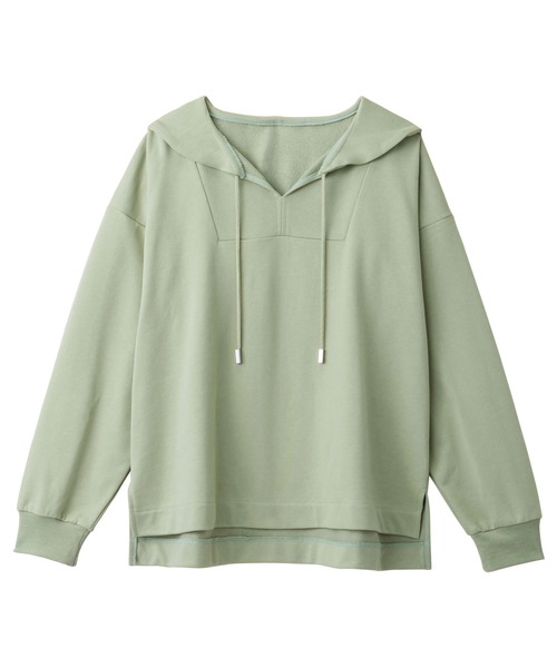 Viola e Viola(ヴィオラエヴィオラ)の「裏毛スキッパーセーラー衿プルオーバー(Tシャツ/カットソー・レディース・グリーン/ブラウン/ライトベージュ/ブラック・M/LL/L/3L)」の9枚目の写真