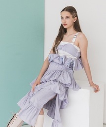 ナイロンギャザーフリルロングスカート