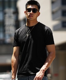 SOMEDIFF | 【SOMEDIFF】"Luxury"半袖クルーネックカットソー メンズ 無地Tシャツ 黒 白 薄手インナー 夏服 春服(Tシャツ/カットソー)