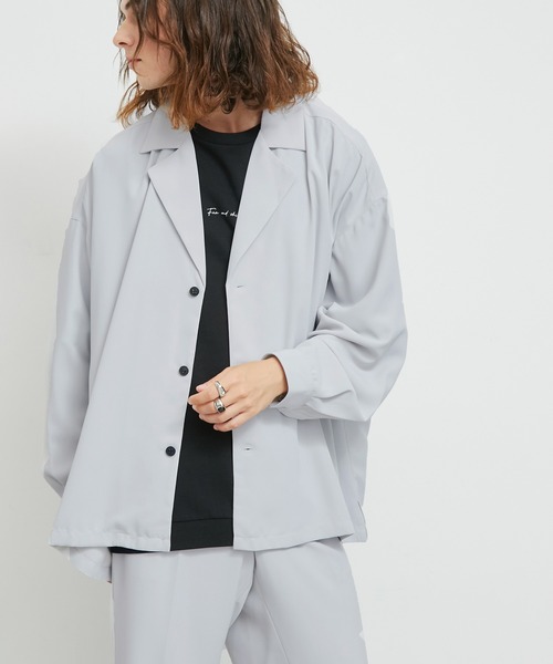 JUNRED（ジュンレッド）の「セットアップ対応 / トロミバルーンスリーブラペルシャツ（シャツ/ブラウス・メンズ・キャメル/グリーン/ブラック/ライトグレー・S/M/L）」の7枚目の写真