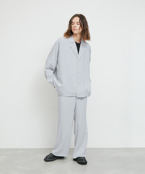 JUNRED（ジュンレッド）の「セットアップ対応 / トロミバルーンスリーブラペルシャツ（シャツ/ブラウス・メンズ・キャメル/グリーン/ブラック/ライトグレー・S/M/L）」の15枚目の写真