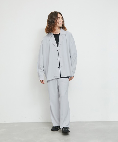 JUNRED（ジュンレッド）の「セットアップ対応 / トロミバルーンスリーブラペルシャツ（シャツ/ブラウス・メンズ・キャメル/グリーン/ブラック/ライトグレー・S/M/L）」の16枚目の写真