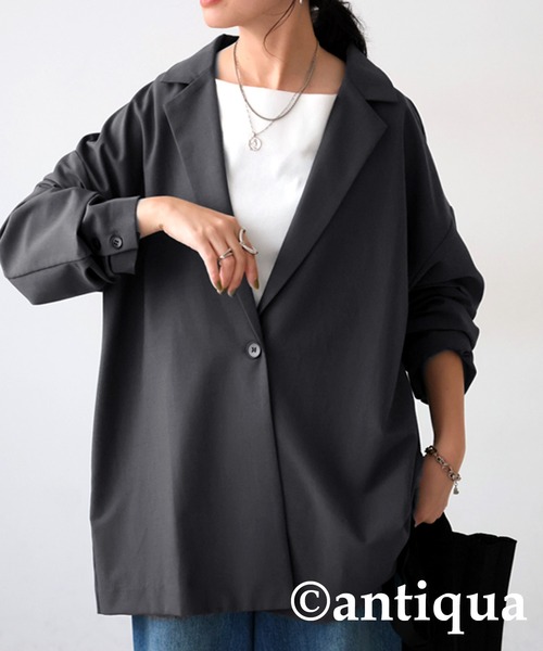 antiqua(アンティカ)の「シンプルジャケット(テーラードジャケット・レディース・グレー/ブラック・FREE)」の12枚目の写真